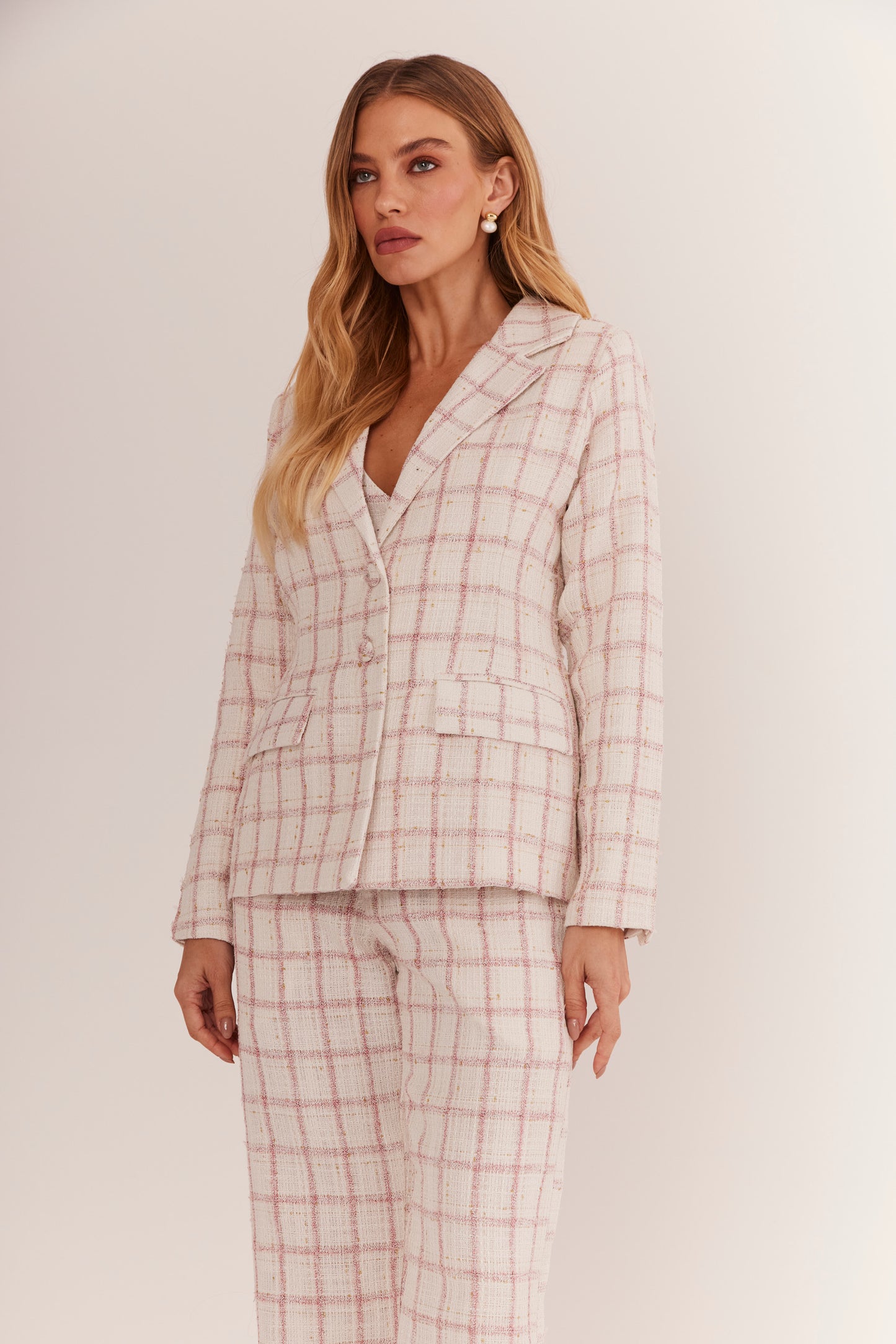 Blazer de Alfaiataria Acinturado em Tweed "Mademoiselle"