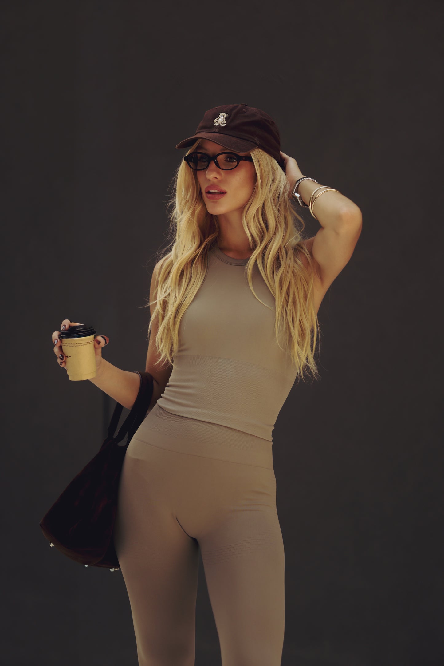 Conjunto "Taupe" Top High-Neck com Legging