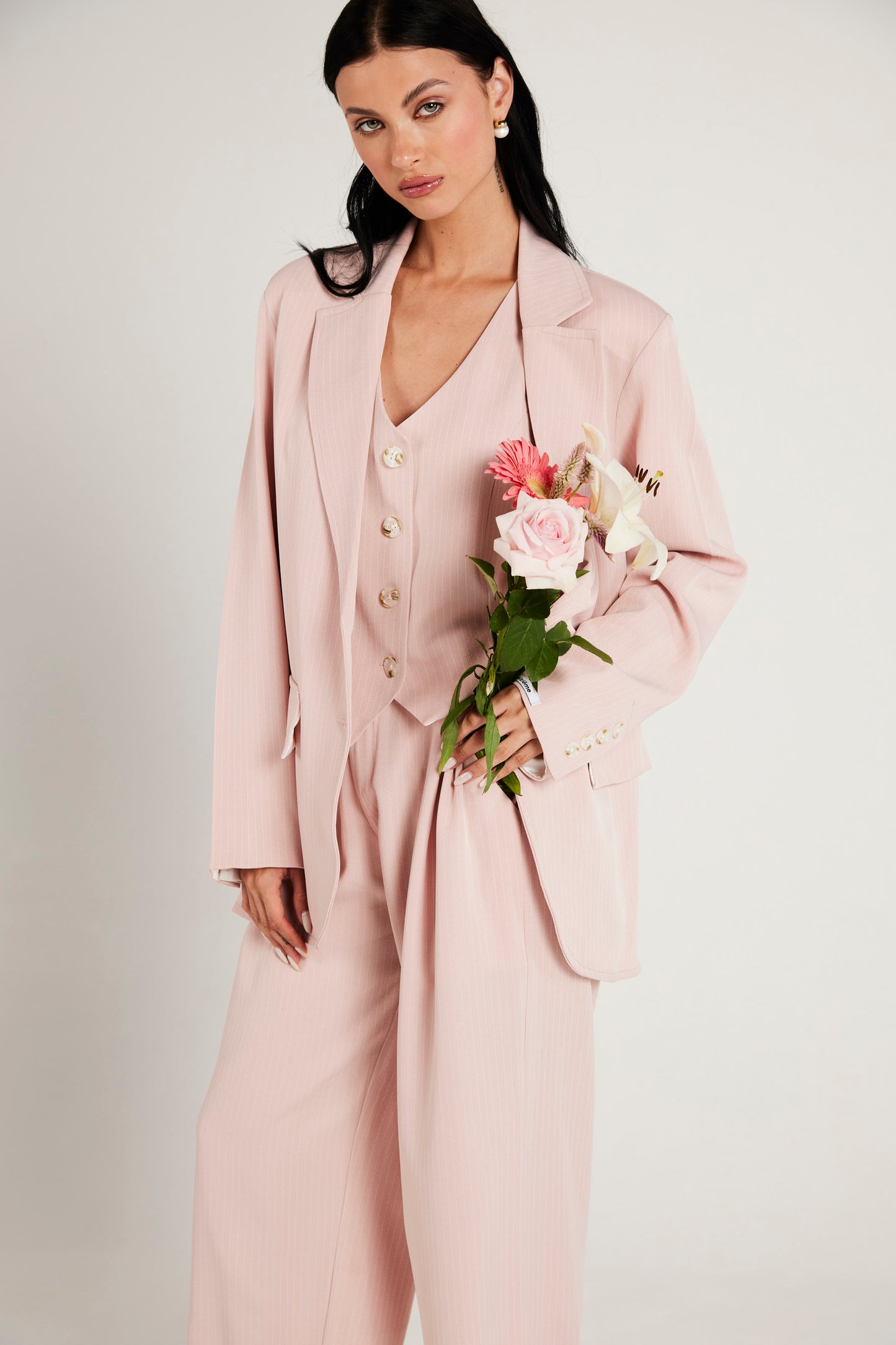 Conjunto de Alfaiataria Risca de Giz "Tea Rose"