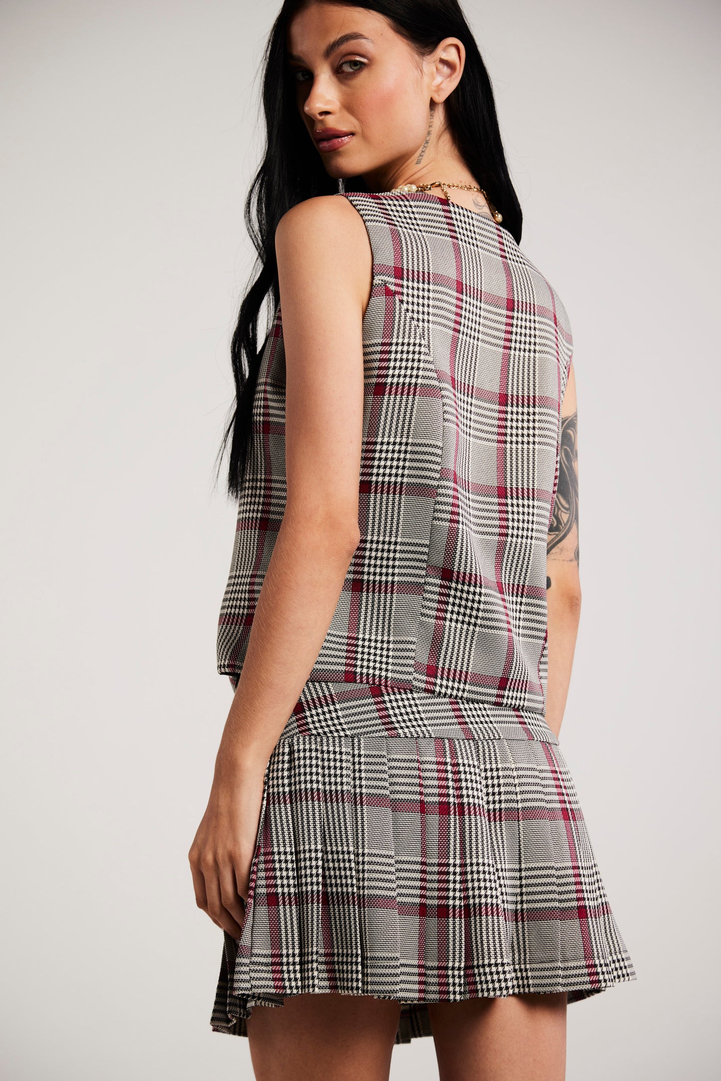 Conjunto de Alfaiataria Xadrez com Saia "Colette"