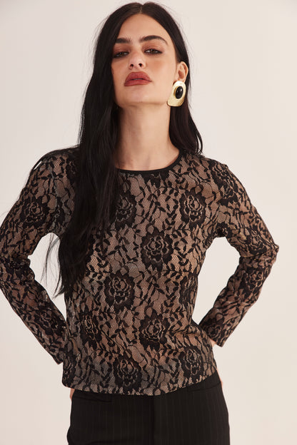 Blusa de Renda Francesa "Noir Doré"