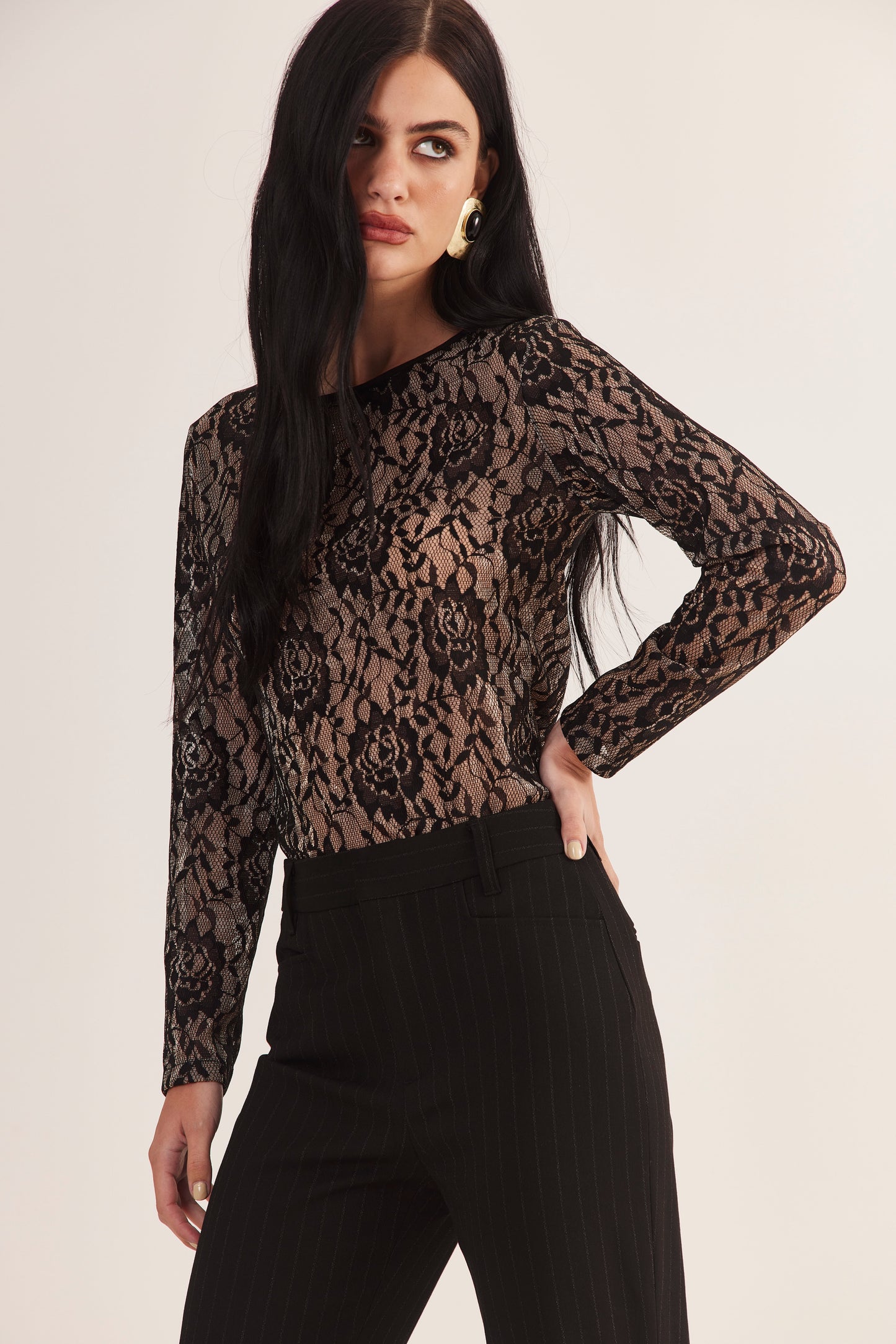 Blusa de Renda Francesa "Noir Doré"