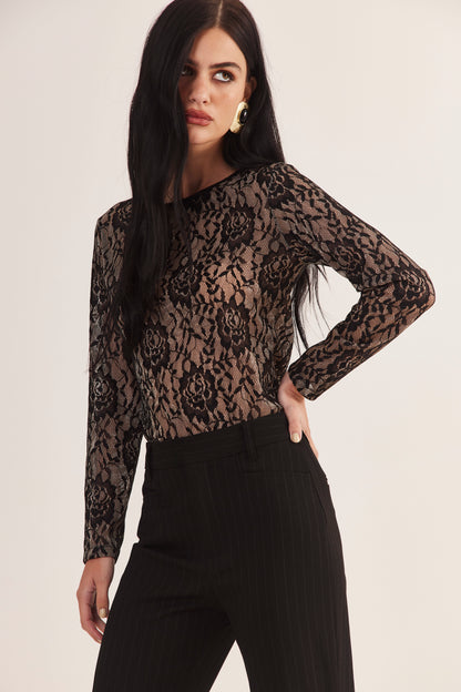 Blusa de Renda Francesa "Noir Doré"