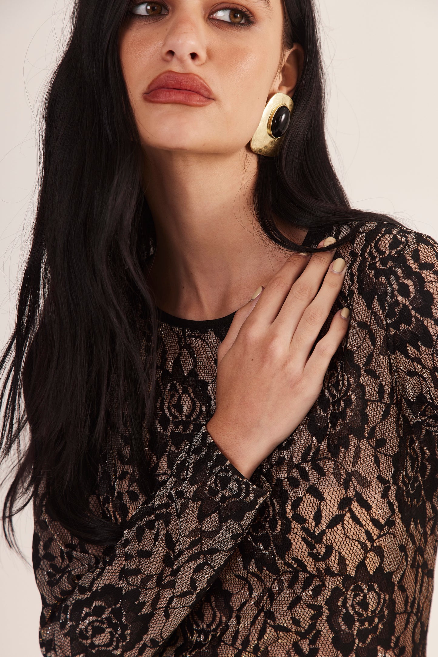 Blusa de Renda Francesa "Noir Doré"