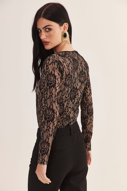 Blusa de Renda Francesa "Noir Doré"