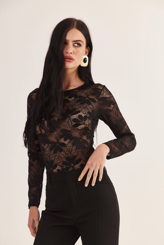 Blusa de Renda Francesa "Fleur Noire"