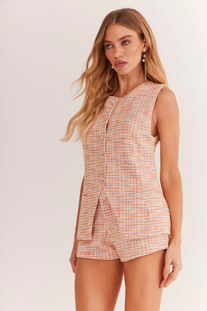 Shorts de Alfaiataria em Tweed "Soleil Rose"