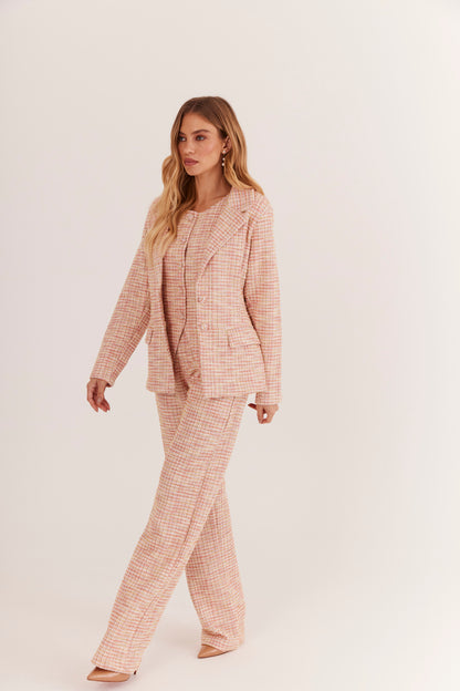 Calça de Alfaiataria em Tweed "Soleil Rose"