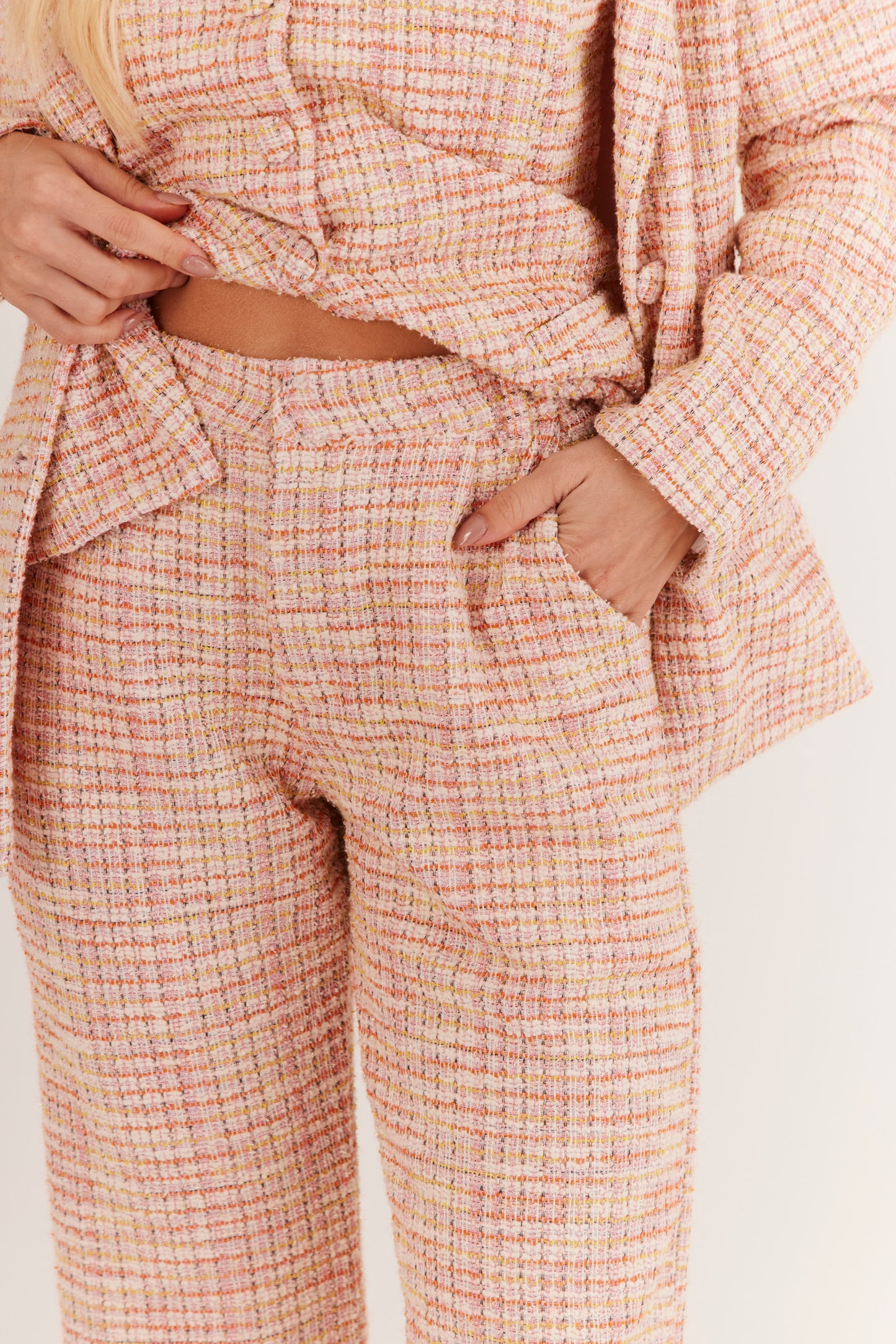 Calça de Alfaiataria em Tweed "Soleil Rose"