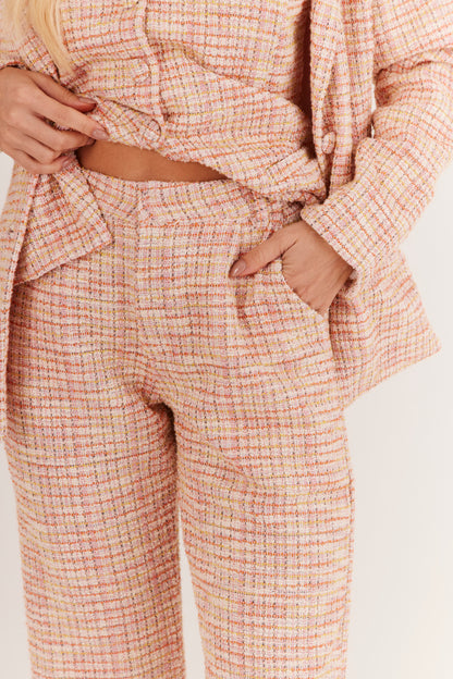 Calça de Alfaiataria em Tweed "Soleil Rose"