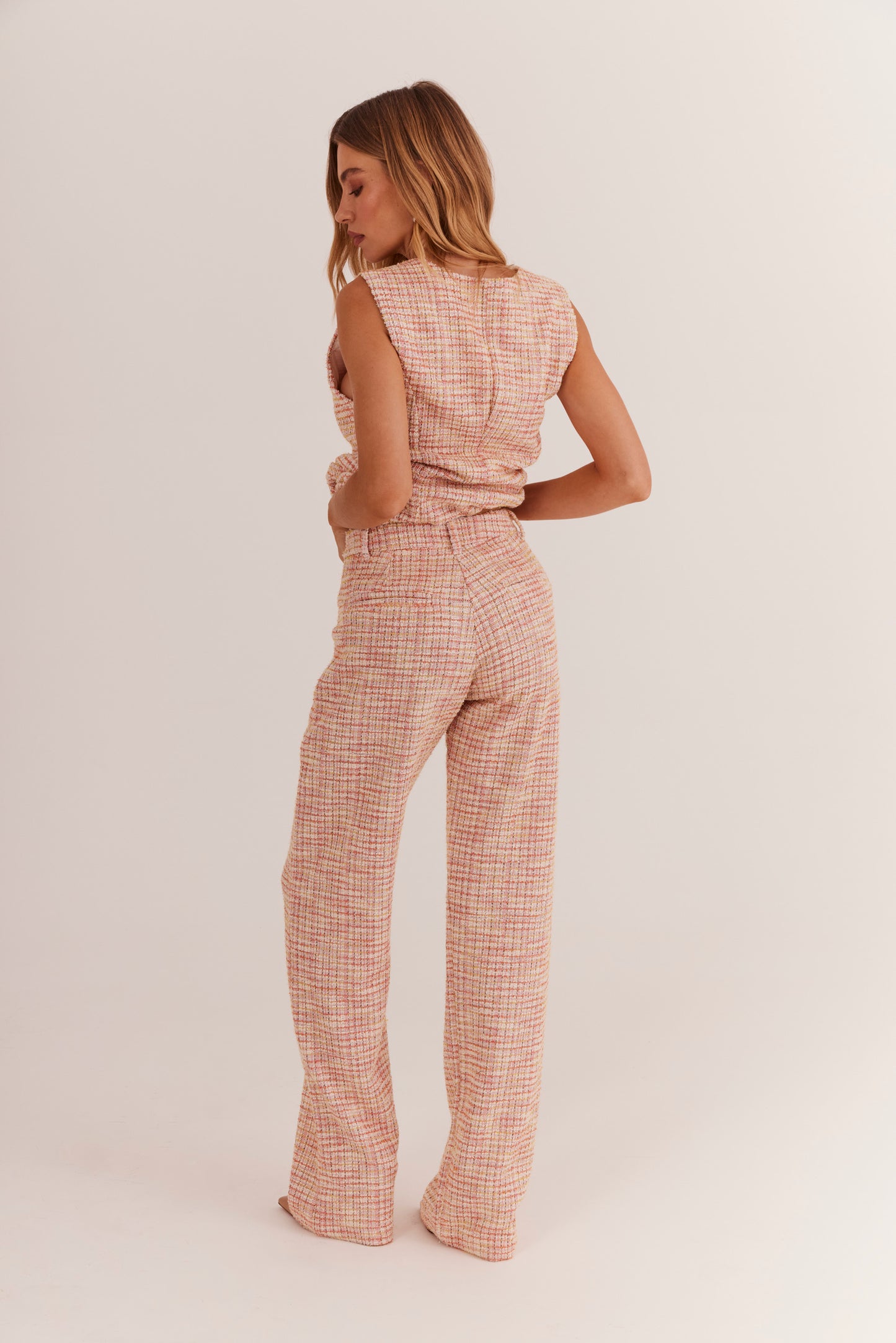 Calça de Alfaiataria em Tweed "Soleil Rose"