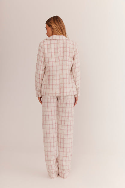 Blazer de Alfaiataria Acinturado em Tweed "Mademoiselle"