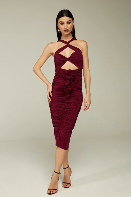 Vestido Midi "Athena" Vinho