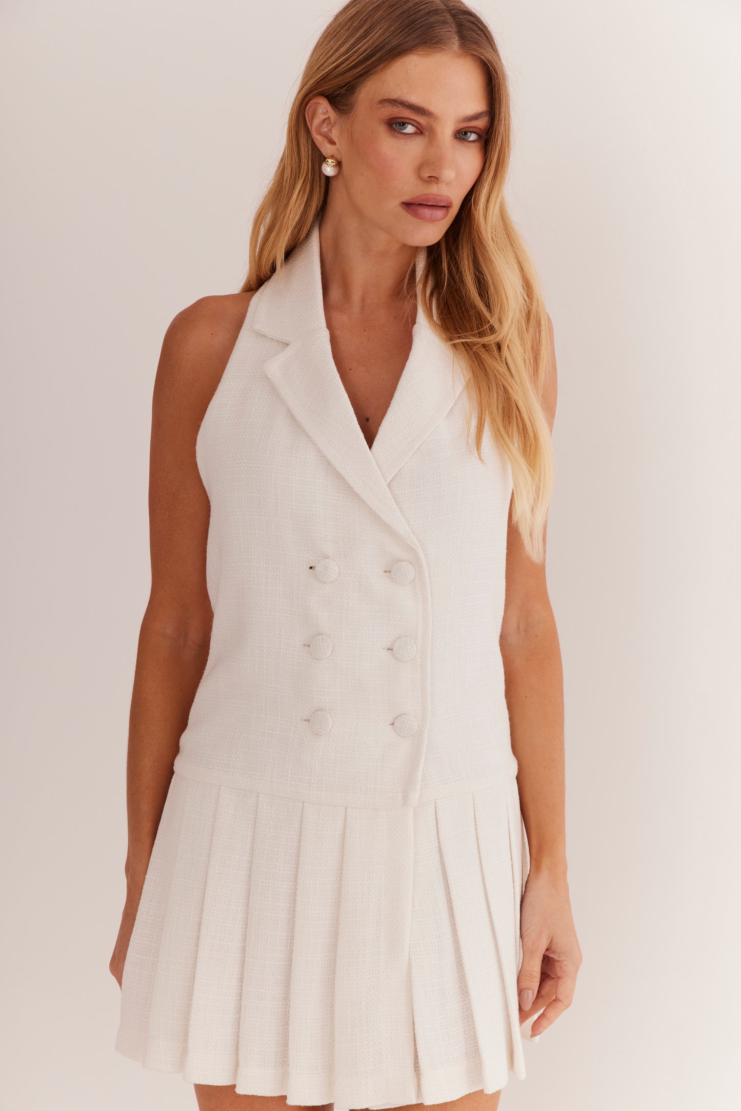 Vestido de Alfaiataria Tweed "Liège" Off-White