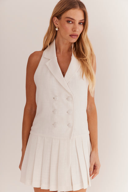 Vestido de Alfaiataria Tweed "Liège" Off-White