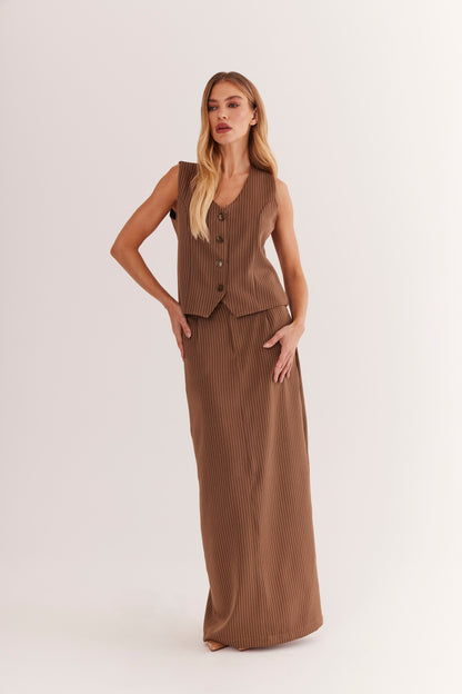 Colete de Alfaiataria Risca de Giz "Noisette"