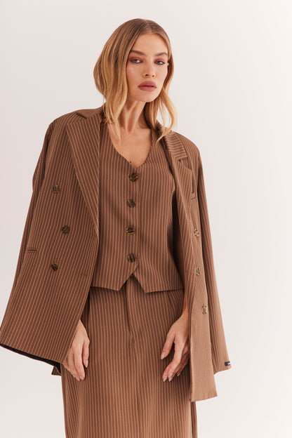 Colete de Alfaiataria Risca de Giz "Noisette"