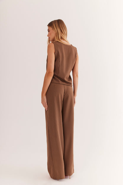 Calça de Alfaiataria Risca de Giz "Noisette"