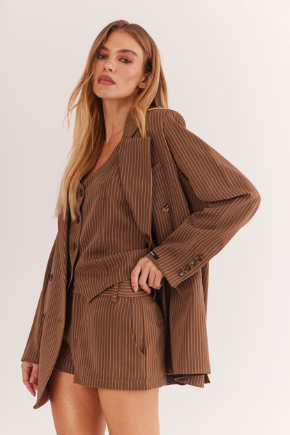 Shorts de Alfaiataria Risca de Giz "Noisette"