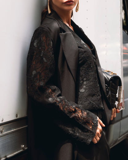 Blazer de Alfaiataria Mangas em Renda "Angelina"