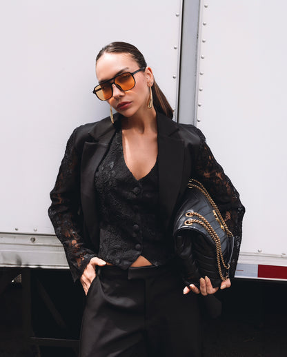 Blazer de Alfaiataria Mangas em Renda "Angelina"
