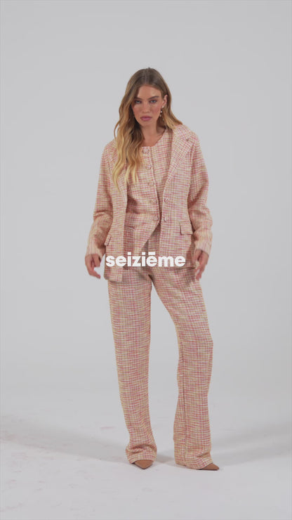 Calça de Alfaiataria em Tweed "Soleil Rose"