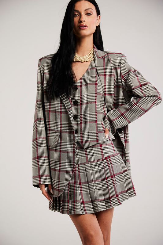 Conjunto de Alfaiataria Xadrez com Saia "Colette"